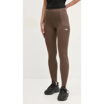 Dámské legíny Sportovní legíny The North Face Refina dámské, hnědá barva, hladké, NF0A89181OI1 98X, vel. S