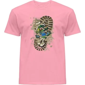 Pánská móda panske-levne-bavlnene-tricko-digi-potisk-stopa-smoula Barva: Pink neo - pastelově růžová, velikost: S