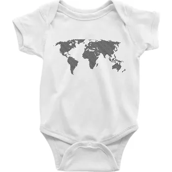 Kojenecký body Mapa světa otisk - Body kojenecké s krátkým rukávem - Krátký r. 3-6 měs ( Bílá )