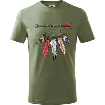 Indiánský šíp - Tričko dětské bavlněné - 98 cm / 2 roky ( Khaki )
