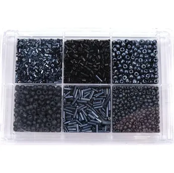 Korálek Korálky skleněné v sadě cca 80 g černé odstíny, barva Černé odstíny
