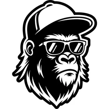 Samolepicí dekorace na vozidlo Samolepka opičák v čapce na auto a motorku, tuning nálepka (6202)