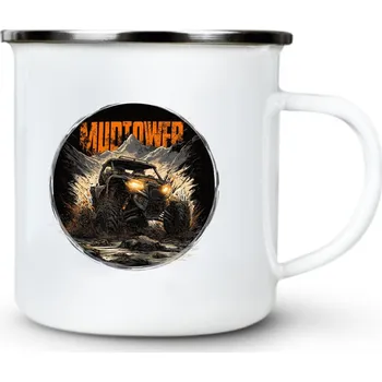 MUDPOWER, Side-by-Side (UTV / Buggy), bílý - Plechový hrnek VELKÝ 400ml (500 ml po okraj) - 400 ml