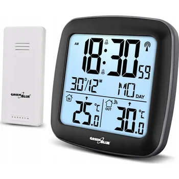 Meteostanice Meteostanice GreenBlue GB542 černá s budíkem a měřením teploty