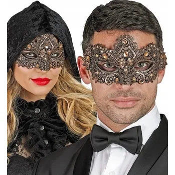 Karnevalová maska Benátská maska na oči Widmann, plastová, hnědá