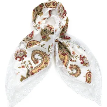 Šála Dámská šála s krajkou bílá