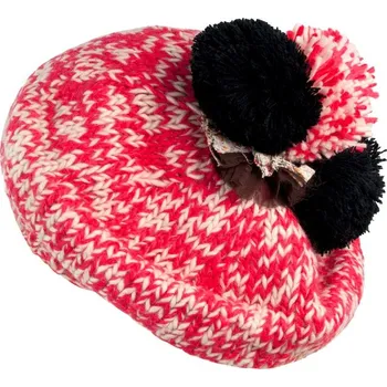 Kšiltovka Melanžová čepice s třemi bambulkami jasně růžová