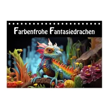 Diář Farbenfrohe Fantasiedrachen (Tischkalender 2026 DIN A5 quer), CALVENDO Monatskalender (DE)