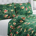 Bavlněné ložní povlečení Sandra SA-713 Vánoční cesmíny na zeleném Jednolůžko 140x200 a 70x90 cm