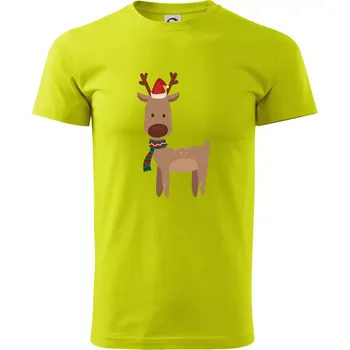 Pánské tričko Vánoční sob - Klasické pánské triko vyšší gramáže - XS ( Limetková )