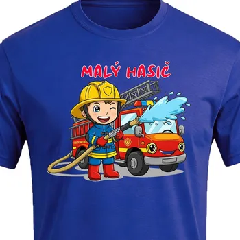 Chlapecké tričko Dětské tričko Malý hasič - velikost 122, Barva Modrá