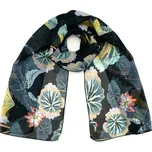 Jemná květinová šála černá