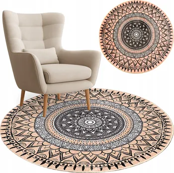 Koberec Kulatý Koberec STRADO NOVO 120 protiskluzový, měkký, hedvábný, moderní