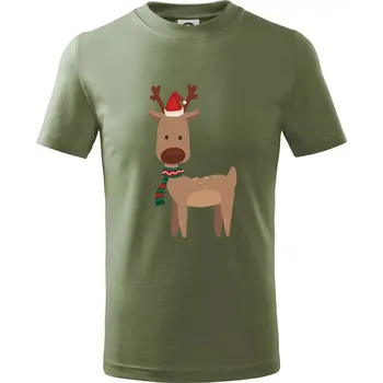 Chlapecké oblečení Vánoční sob - Tričko dětské bavlněné - 146 cm/10 let ( Khaki )