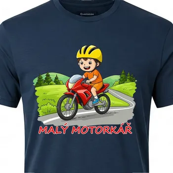 Dětské tričko Malý motorkář - velikost 110, Barva Tmavě modrá