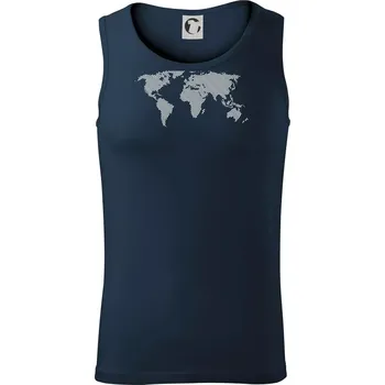 Mapa světa otisk - Tílko pánské Core - S ( Námořní modrá (velmi tmavá - téměř černá) )