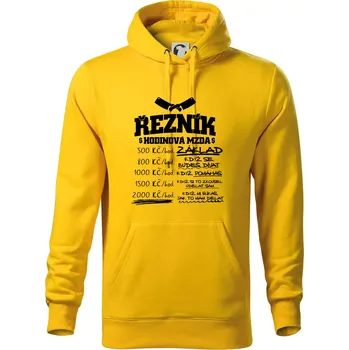 Pánská mikina Hodinová mzda řezník - Mikina pánská Cape s kapucí - M ( Žlutá )