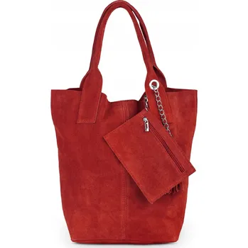 Vera Pelle kabelka vak z pravé semišové kůže červená