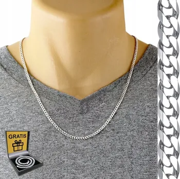 Řetízek Łańcuszek Męski Srebrny SREBRO pr.925 Italský řetízek 3,5 mm s diamantovým brusem