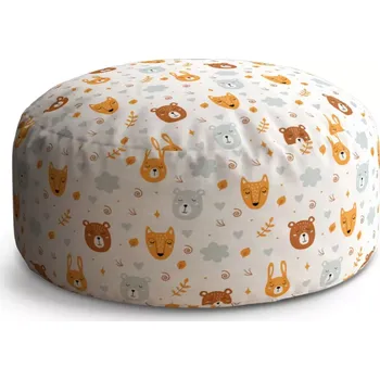 Taburet Sablio Taburet Circle Medvěd a liška: 38x48 cm