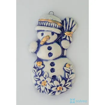 Vánoční ozdoba Keramická ozdoba sněhulák světlý Royal Listíková