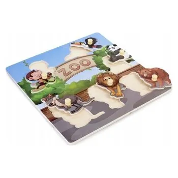 Dřevěná hračka Dřevěné zábavné, vkládací puzzle Tulimi - Zoo - 6 dílků