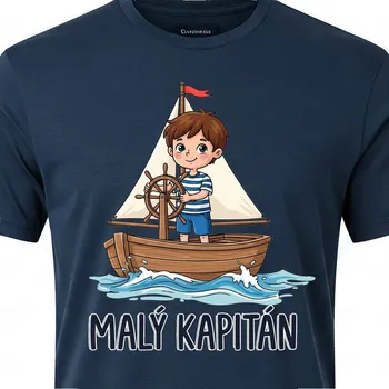 Pánské tričko Námořnické tričko Malý Kapitán - velikost 134, Barva Tmavě modrá