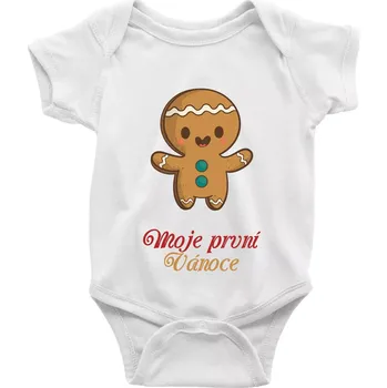 Kojenecký body Moje první Vánoce cukroví - Body kojenecké s krátkým rukávem - Krátký r. do 3 měs ( Bílá )