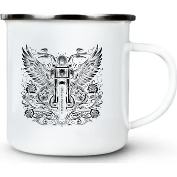 Motorkářská svoboda, černý tisk - Plechový hrnek VELKÝ 400ml (500 ml po okraj) - 400 ml