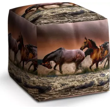 Taburet Sablio Taburet Cube Koně ve vodě: 40x40x40 cm