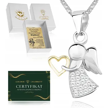 Náhrdelník STŘÍBRNÝ NÁHRDELNÍK ŘETÍZEK ANDÍLEK PRO DÍVKU SVATÉ PŘIJÍMÁNÍ KŘEST ROČEK