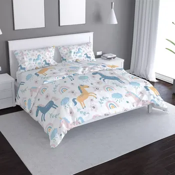 Povlečení Sablio Povlečení Duhoví jednorožci - 140x200 / 90x70