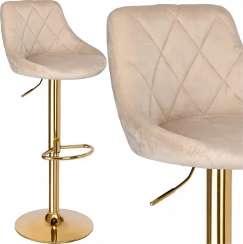 Barová židle Barová Židle eHokery odstíny béžové, zlatá 105 cm tkanina