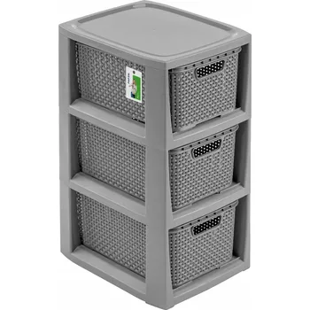 regál RATTANOVÝ REGÁL 3 x 7L - 1725 ŠEDÝ BranQ