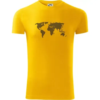 Pánské tričko Mapa světa otisk - Viper FIT - Pánské zůžené tričko - S ( Žlutá )