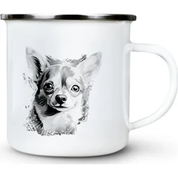 Čivava, černý tisk - Plechový hrnek VELKÝ 400ml (500 ml po okraj) - 400 ml