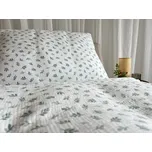 Mušelínové povlečení větvičky mentol - 200x200+2x50x70 cm šev uprostřed