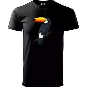 Pánské tričko Tukan kreslený - Triko extra velké (5-8XL) - 8XL ( Černá )