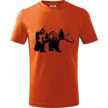 Medvěd ilustrace - Tričko dětské bavlněné - 146 cm/10 let ( Oranžová )