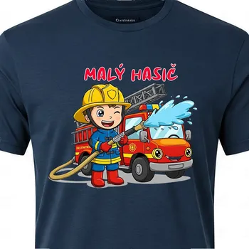 Dětské tričko Malý hasič - velikost 122, Barva Tmavě modrá
