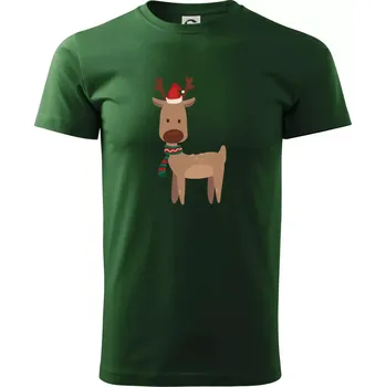 Pánské tričko Vánoční sob - Triko extra velké (5-8XL) - 6XL ( Lahvově zelená )