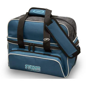 Taška na bowlingovou kouli TAŠKA DLX NA 2 KOULE NOSIČKA S PROSTOREM NA BOTY OCELOVĚ MODRÁ/ČERNÁ