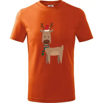 Chlapecké tričko Vánoční sob - Tričko dětské bavlněné - 104-110cm / 3-4 roky ( Oranžová )