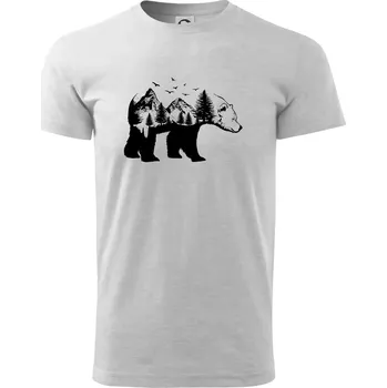 Pánské tričko Medvěd ilustrace - Triko extra velké (5-8XL) - 7XL ( Světlešedý Melír )