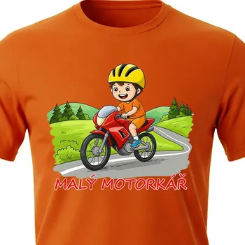 Dětské tričko Malý motorkář - velikost 110, Barva Oranžová