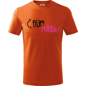 Chlapecké tričko Čauky mňauky - Tričko dětské bavlněné - 146 cm/10 let ( Oranžová )