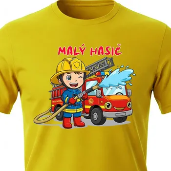 Chlapecké tričko Dětské tričko Malý hasič - velikost 122, Barva Žlutá
