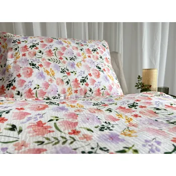 Povlečení Mušelínové povlečení barevné květy - 140x200 + 70x90 cm (standard)