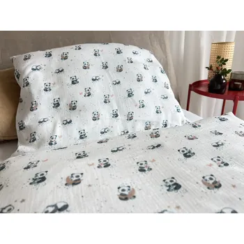 Povlečení Dětské mušelínové povlečení pandy - 40x60 cm