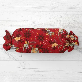 Dekorativní polštářek Polštář válec bonbon Sandra SA-714 Vánoční cesmíny na červeném 15x80 cm